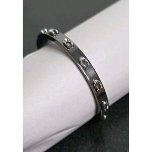 NWOT COACH Hematite Signature Sculpted C Bangle Bracelet Silver Metallic